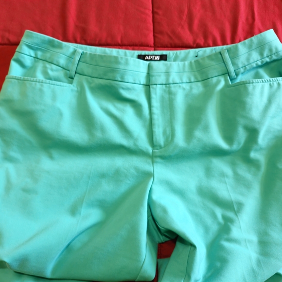Apt. 9 Womens Capri Pants Sz 16 Teal Cotton Blend Straight Leg Curvy - Picture 12 of 12